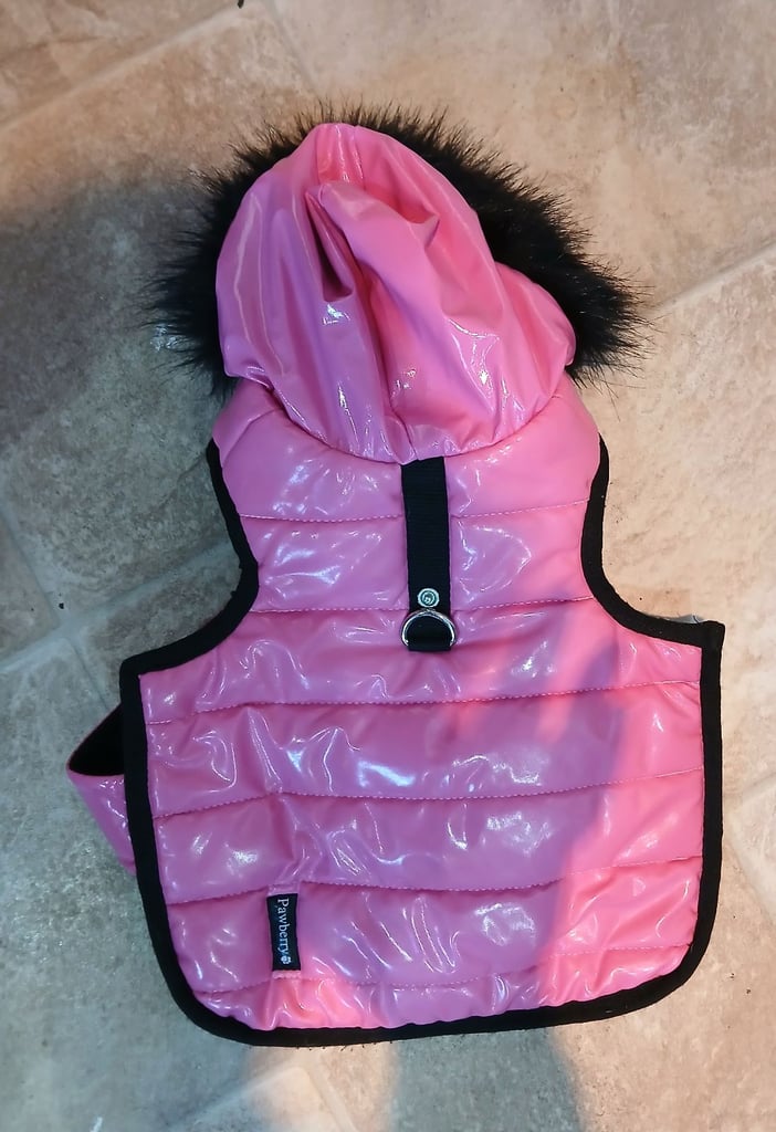image for PAWBERRY SIZE S PINK PVC WATERPROOF FUR TRIMMED DOG HOODIE COAT