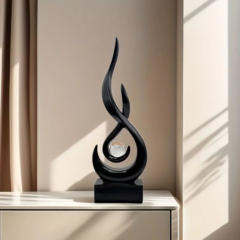 image for Elegant Black Flame Resin ~ Living Room Decoration