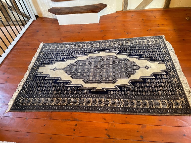 Handwoven Persian Blue Rug - Good Condition - Unique Design