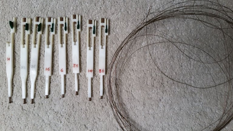 Harpsichord jacks, strings and Delrin