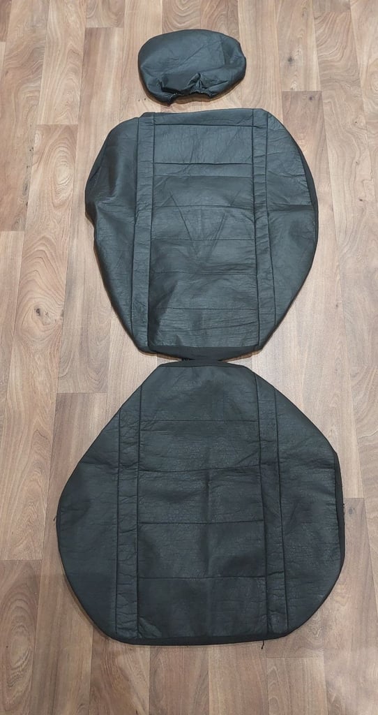 JUST REDUCED FURTHER AGAIN FOR QUICK SALE   BLACK FAUX LEATHER FULL SEAT COVER SET / FRONT & REAR