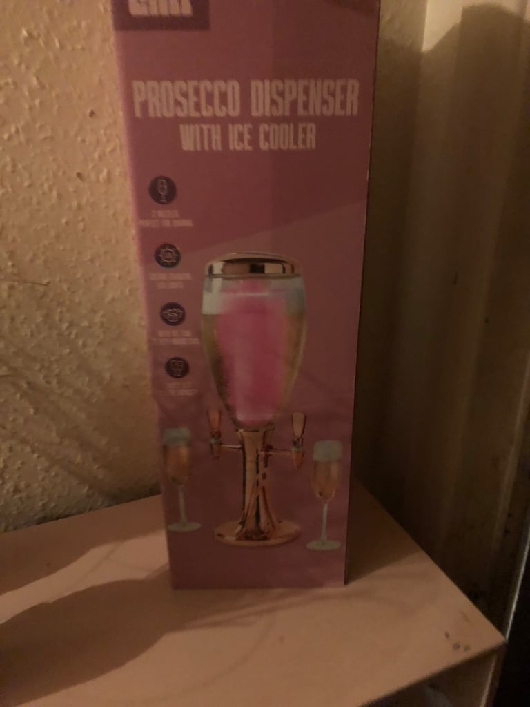 Nw Rosegold Prosecco Dispenser With Ice Cooler Changing LED Lights Party Size 3L