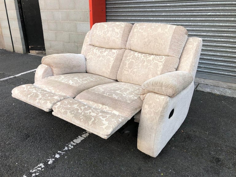 RECLINER Beige Fabric 2 Seater Sofa 