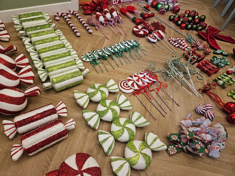 Large Bundle of Christmas Candy theme Decorations