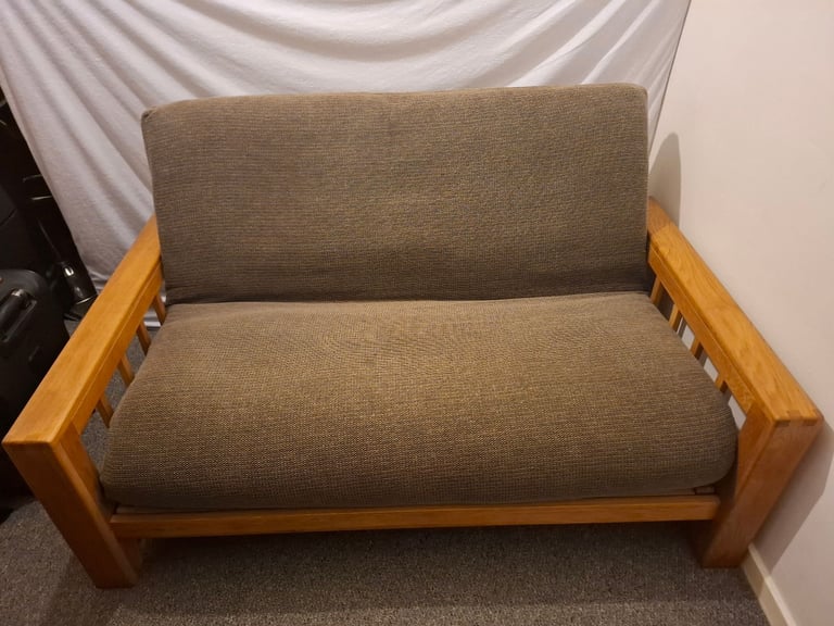 2 Seater Solid Oak Sofa Bed - Futon - £650