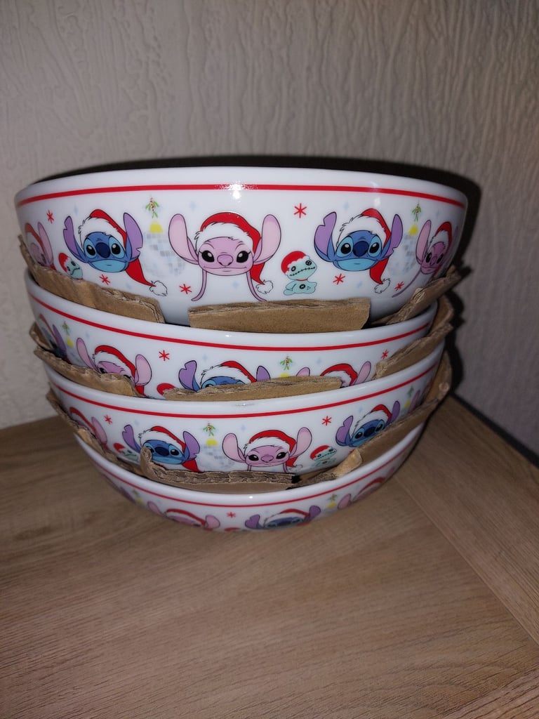 image for Brand new set of 4 stitch Christmas pasta bowls 