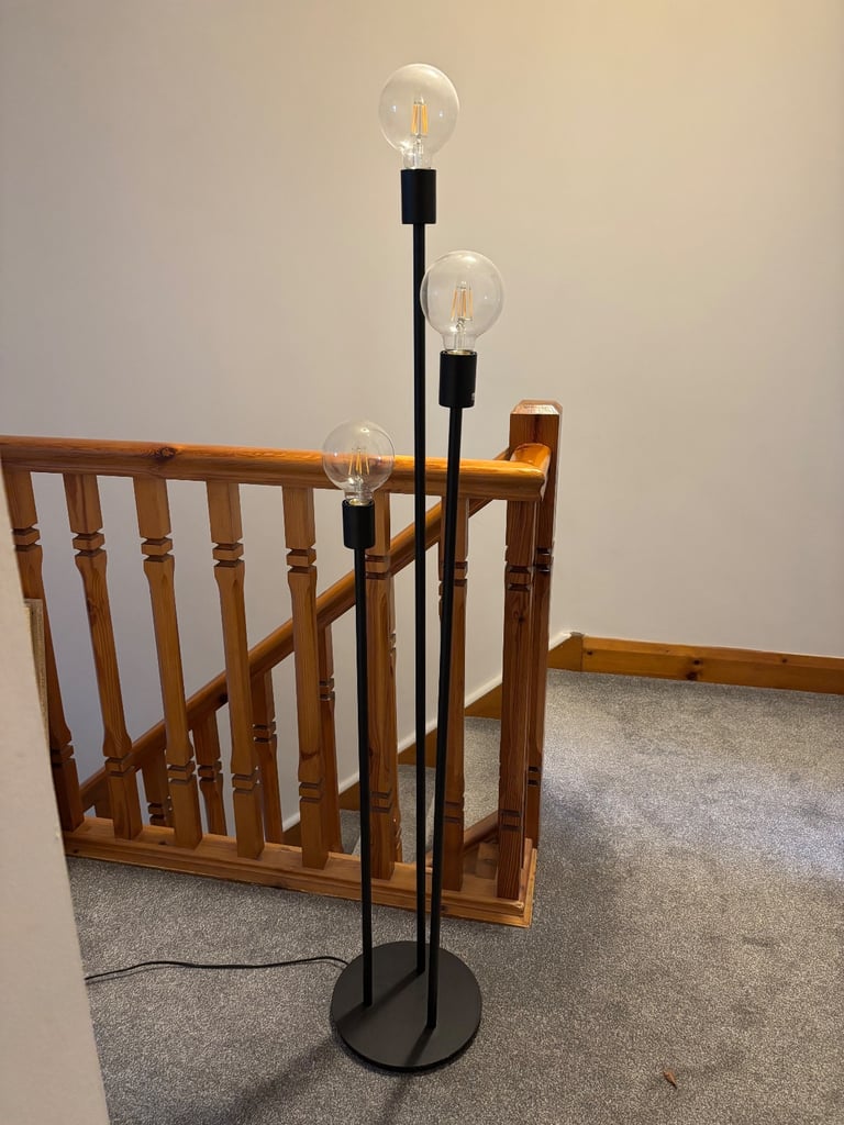 Habitat Exposed Bulb 3 Light Floor Lamp - Black