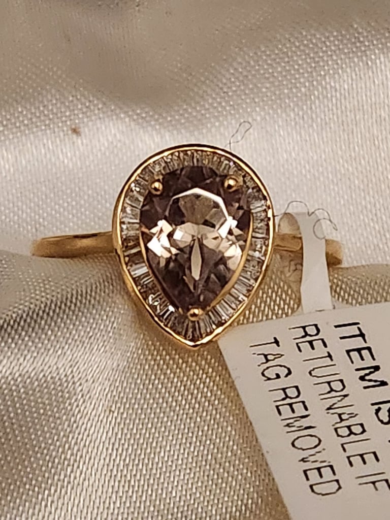  18CT Size P RING Yellow Gold 2.25 Ct. AAA Grade 10X7 Turkizite SI G-H 33 Baguette Diamond  