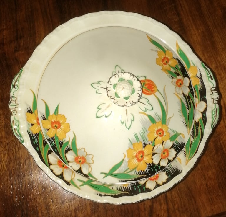 Vintage Grindley Dolores Bone China Round Tureen Serving Bowl Dish 25 x 23.5 cm