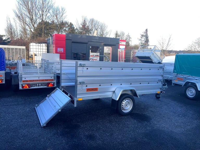 BRAND NEW 7,7ft x 4,2ft (B235) SINGLE AXLE/DOUBLE BROADSIDE NIEWIADOW TRAILER 750KG