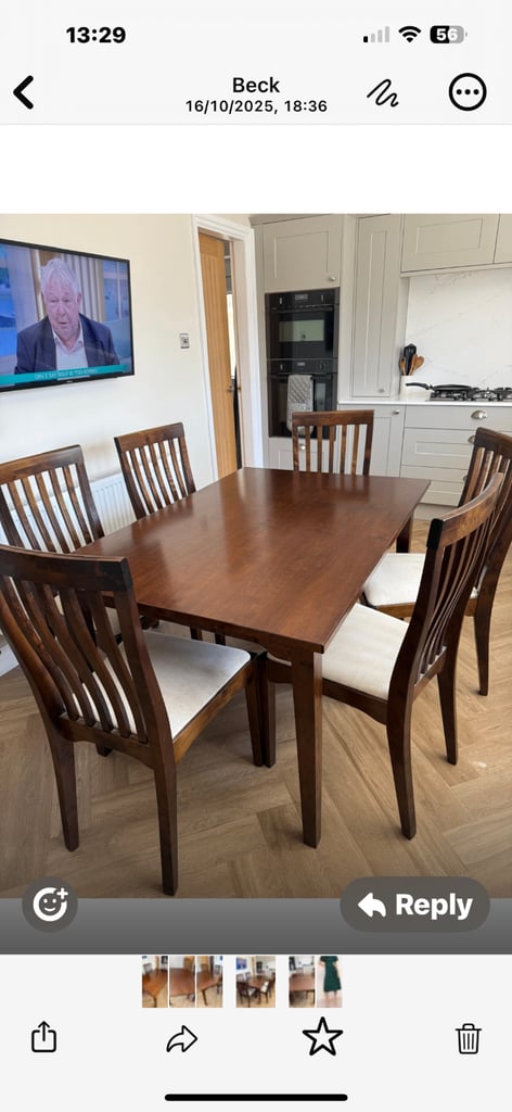 Laura Ashley dining table and 6 chairs 