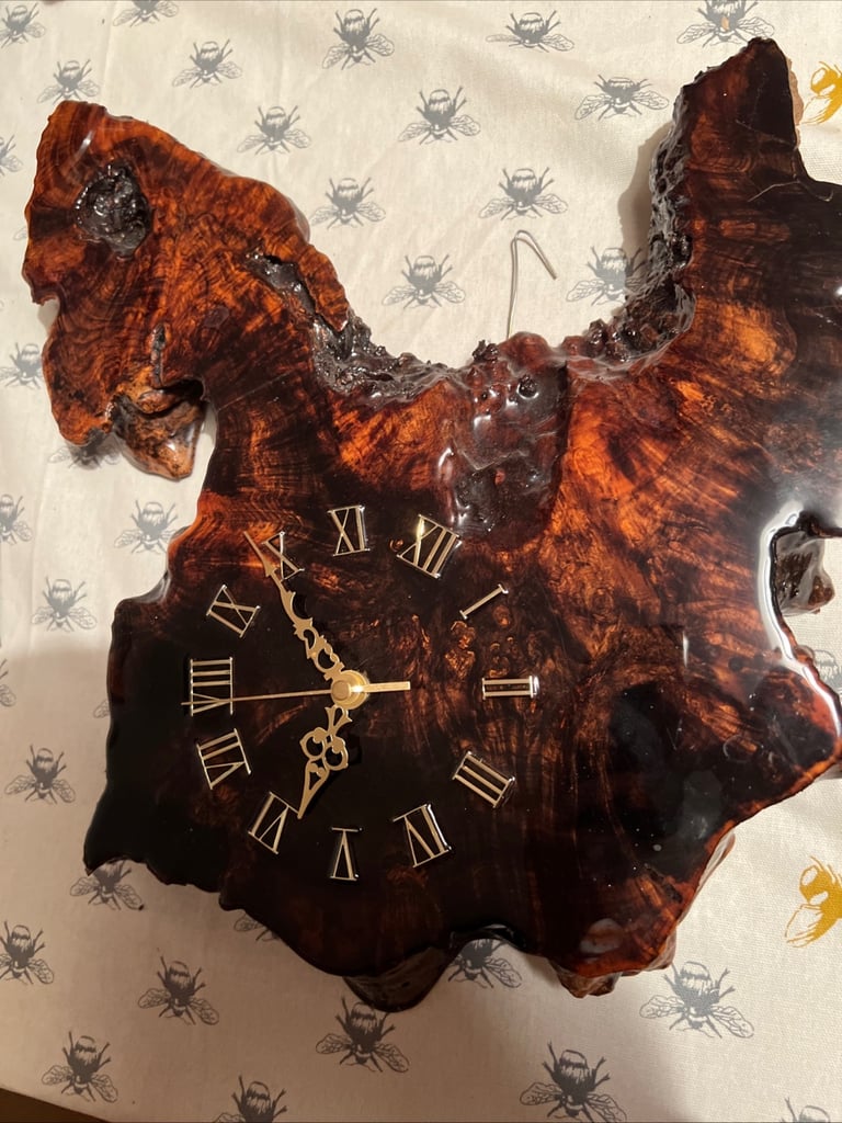image for Wood slice clock made from real wood