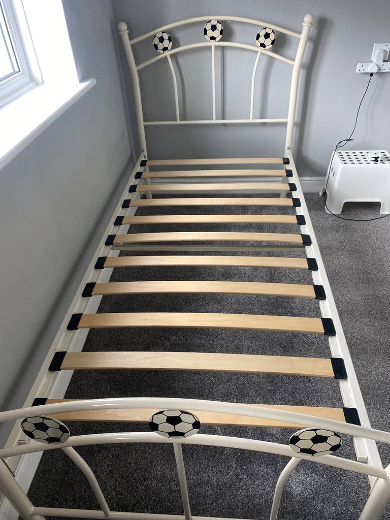 image for Single Metal Cream Bed Frame