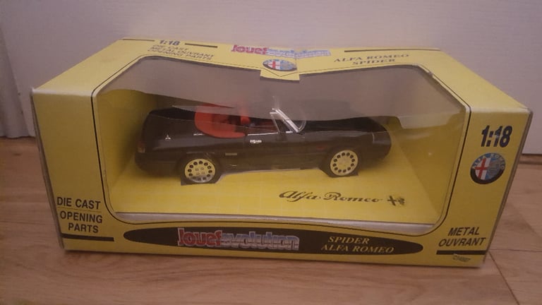 image for jouef evolution 1/18 diecast alfa romeo spider 1/18 diecast black open top car.