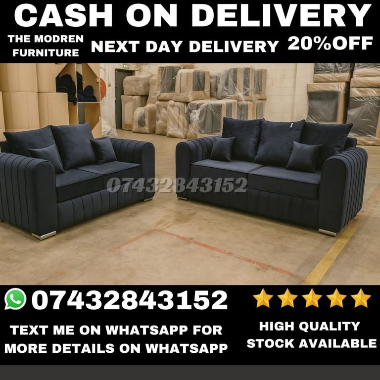New Luxury Style Collection UK Corner and 3+2 Seater  Sofas