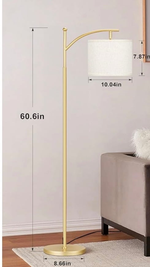 Gold Floor Lamp with adjustable lighting
