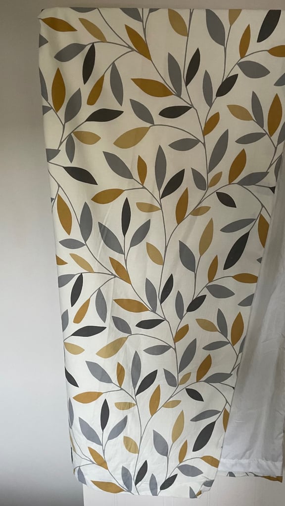 Beechwood Ocre Yellow/Grey Long Curtains and cushion covers to match 