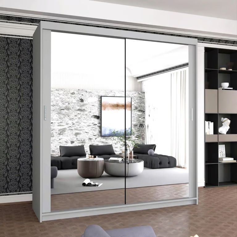 image for Stylish Sliding Wardrobe with Mirrors: Available in 2 or 3 Doors - Fast Delivery