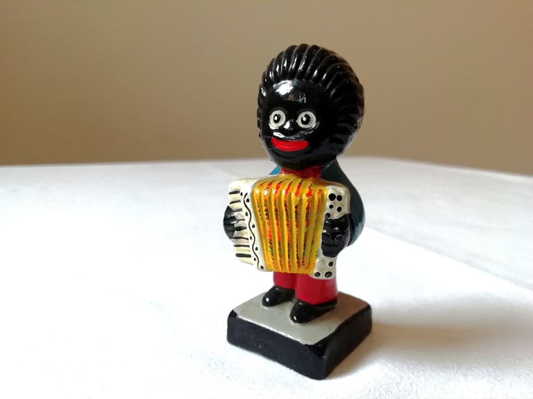 image for Vintage Robertson hand-painted pottery figurine – Accordionist