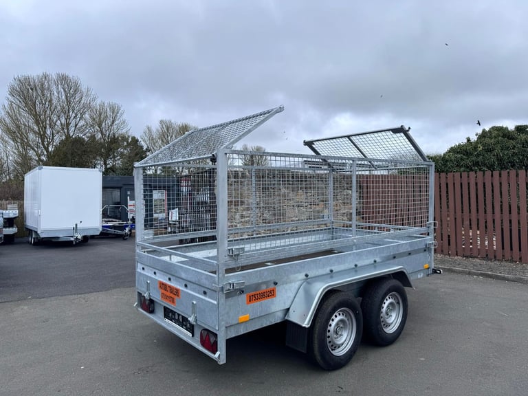 Brand New 10ft x 5ft Twin Axle Heavy Duty Trailer With 80cm Mesh 2700KG Braked