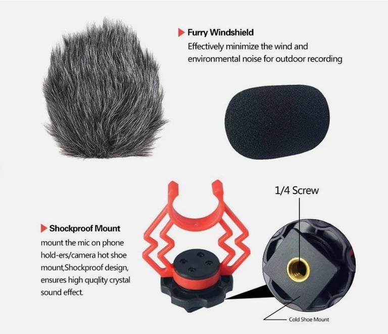 Brand New MCOPLUS VM-D02 Cardioid Shotgun Mic Microphone for Camera & Smartphone