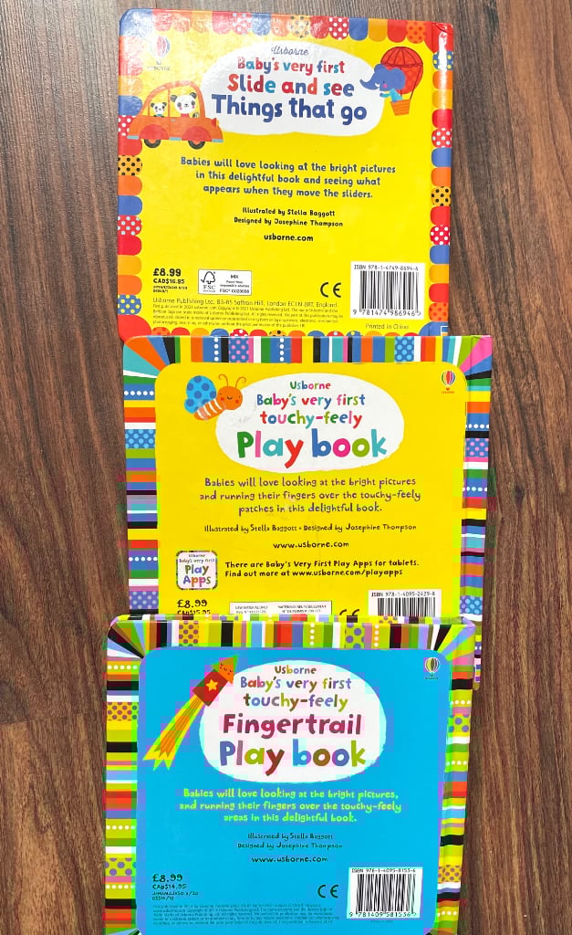 3 x Baby First Books Colourful Side Touch Fingertrail Bromley BR1