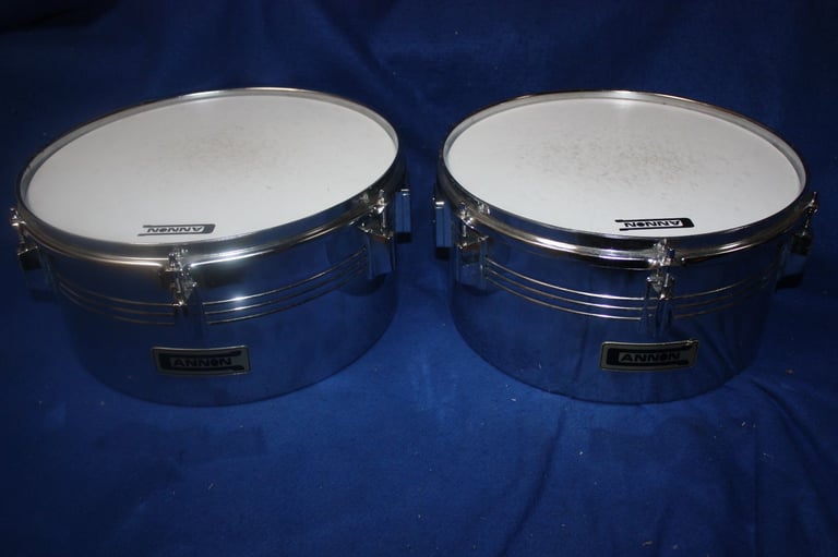 image for Cannon Timbale Drums ~ Steel Chrome Plated ~ 13in + 14in ~ Le Blond Carry Case Included  ~ £75 ono