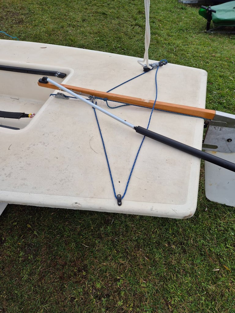 Laser sailing dinghy with launching trolley
