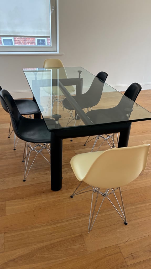 image for LC6 dining table and 6 Eames Eiffel chairs 