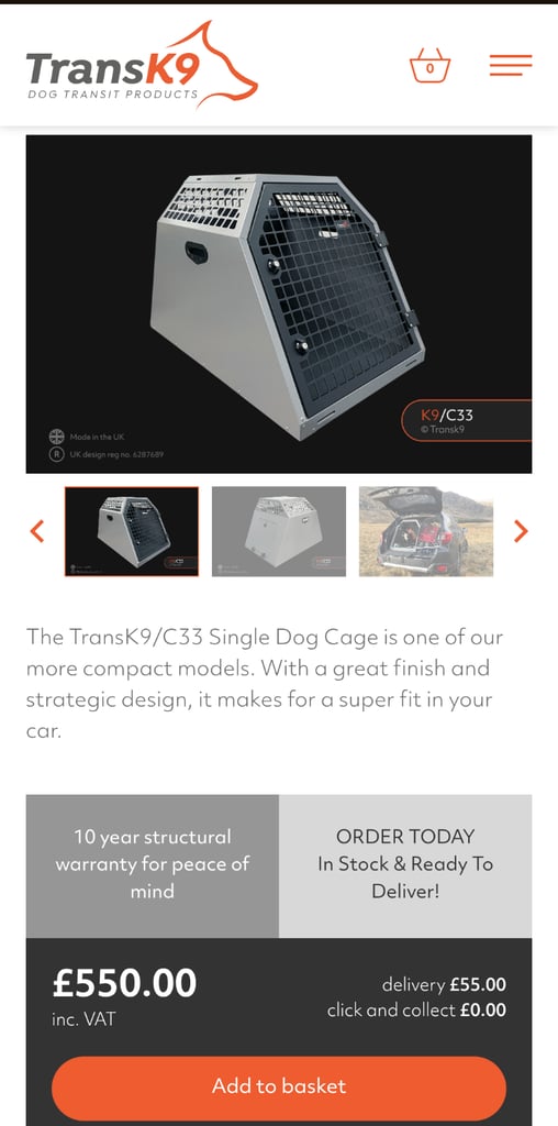 Trans K9 ( B33 ) Transport dog box (Lockable & Crash Tested) TransK9