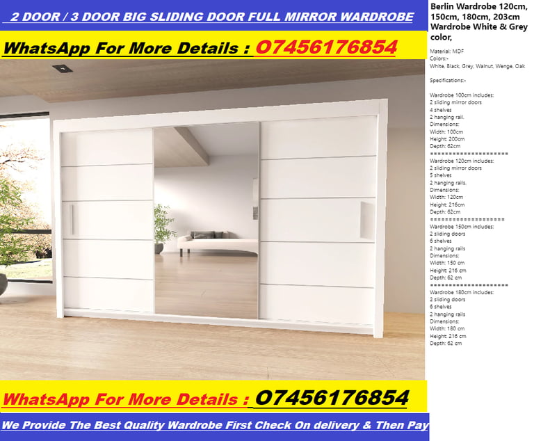 2 DOOR SLIDING WARDROBE WITH HANGING RAILS & SHELVES in Bolton