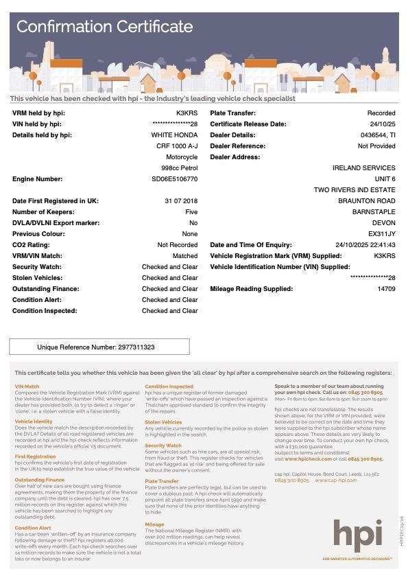 2018 18-PLATE HONDA AFRICA TWIN CRF1000 14,709 MILES * IMMACULATE * EXTRAS *