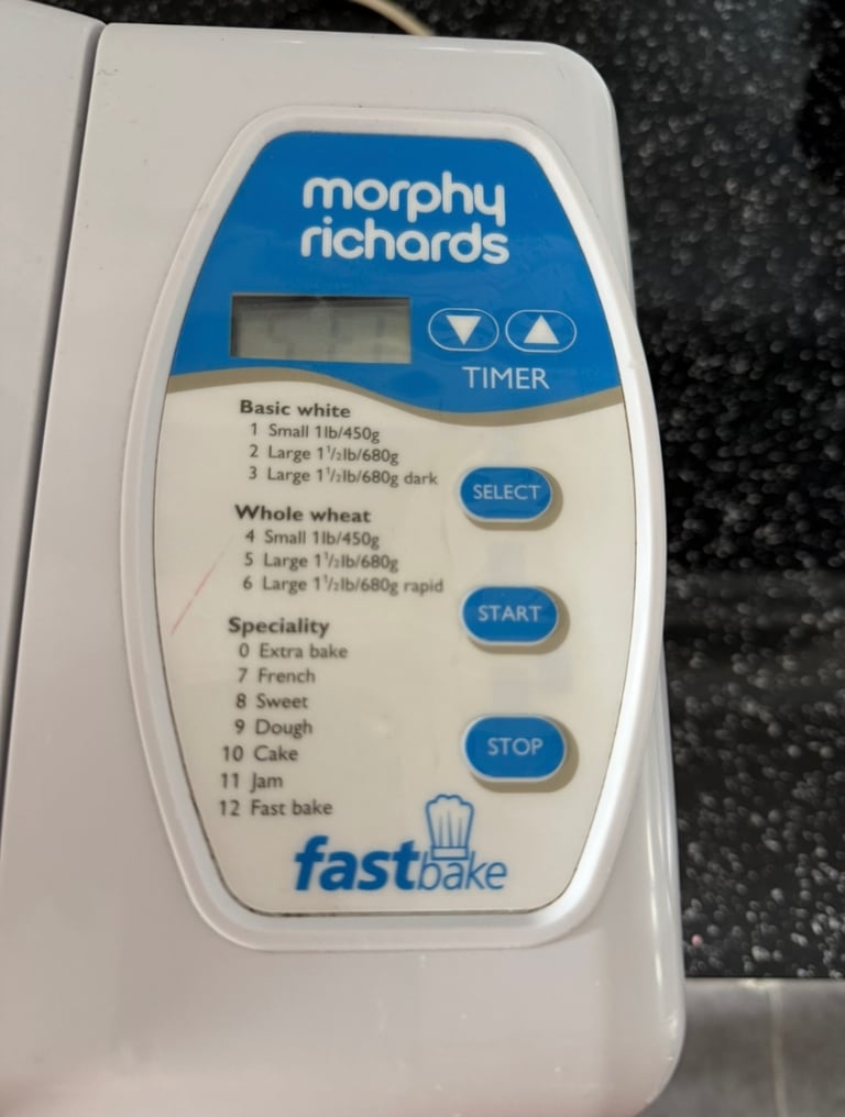Morphy Richard's Fast Bake Bread Maker. Model no 48230. Works great. Makes a good loaf of bread.