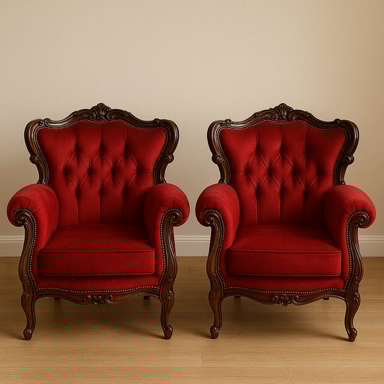 Dining table set x4 chairs. 3 piece rococo set vintage chairs 