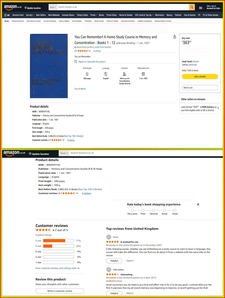 “You can remember”. A home study course in Memory and Concentration by Dr Bruno Furst.