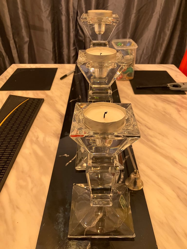 Shanon crystal candle holders x3 