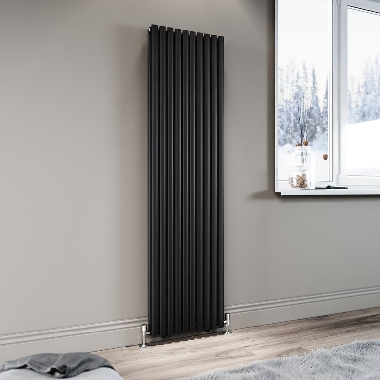 image for New Double Black Oval Panel Radiator 1800 x 490mm RRP £260 Our Price £200
