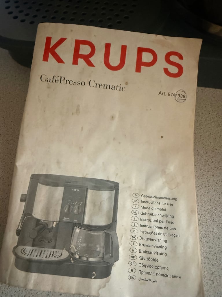 Krupps coffee machine 