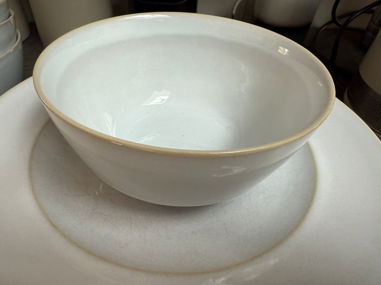 image for 7 place (+extra) Dunelm Alvaro White stoneware dinnerware Set - dinner & side plates / bowls