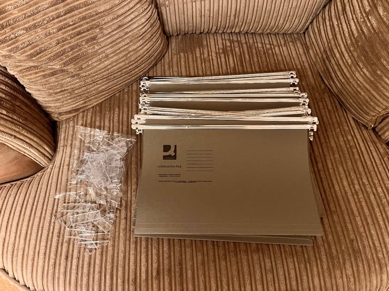 image for 39 suspension file folders with clear  placards for identifying 