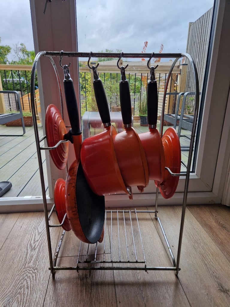 image for Le Creuset saucepan set, frying pan and stand