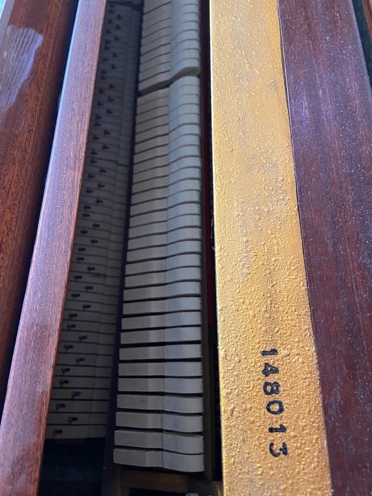 PIANO: Bentley Compact 85C Upright, in bright mahogany