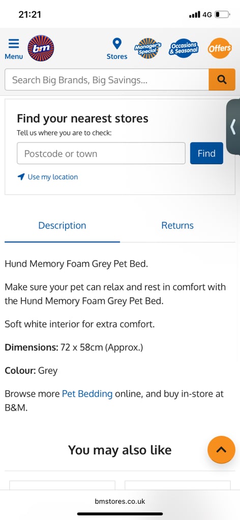 Memory foam dog bed - good as new 