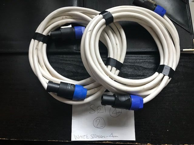 image for SPEAKER CABLES x 2 USED - PAIR 4metre SPEAKON PLUG TO SPEAKON PLUG- £20