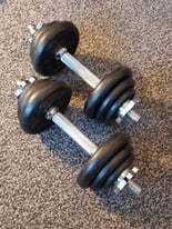York Fitness 2 x 10kg Cast Iron Spinlock Dumbbells