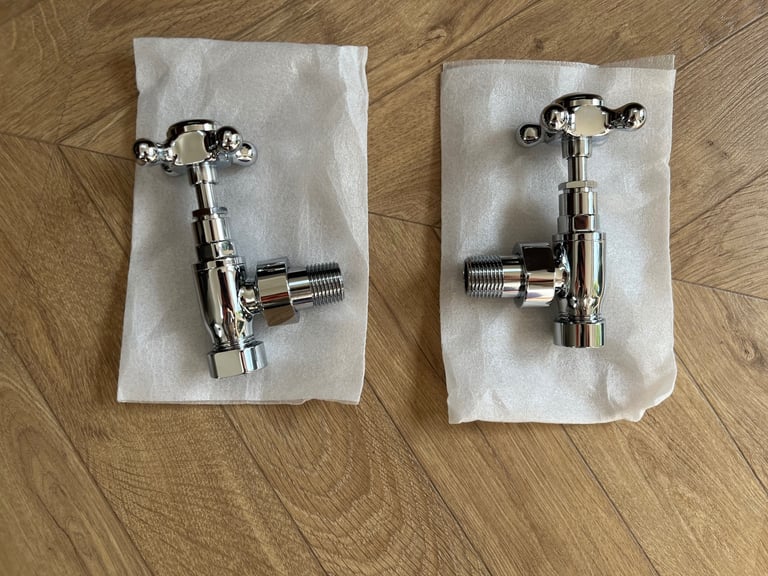 image for Chrome Traditional Radiator Valves - Angled Pair