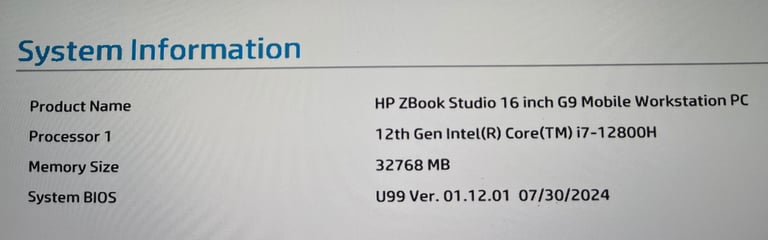 HP zbook Studio G9 32G Intel i7 very good condition