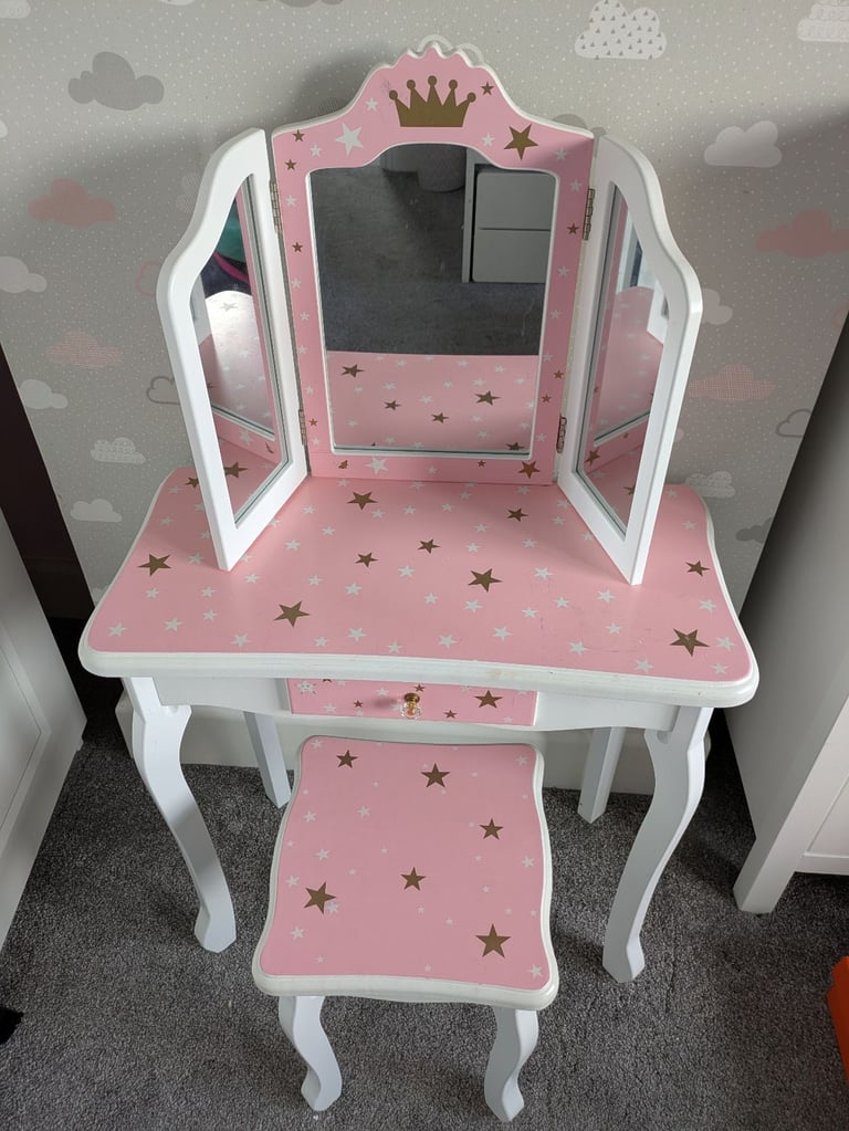 image for Girls dressing table with mirror and stool