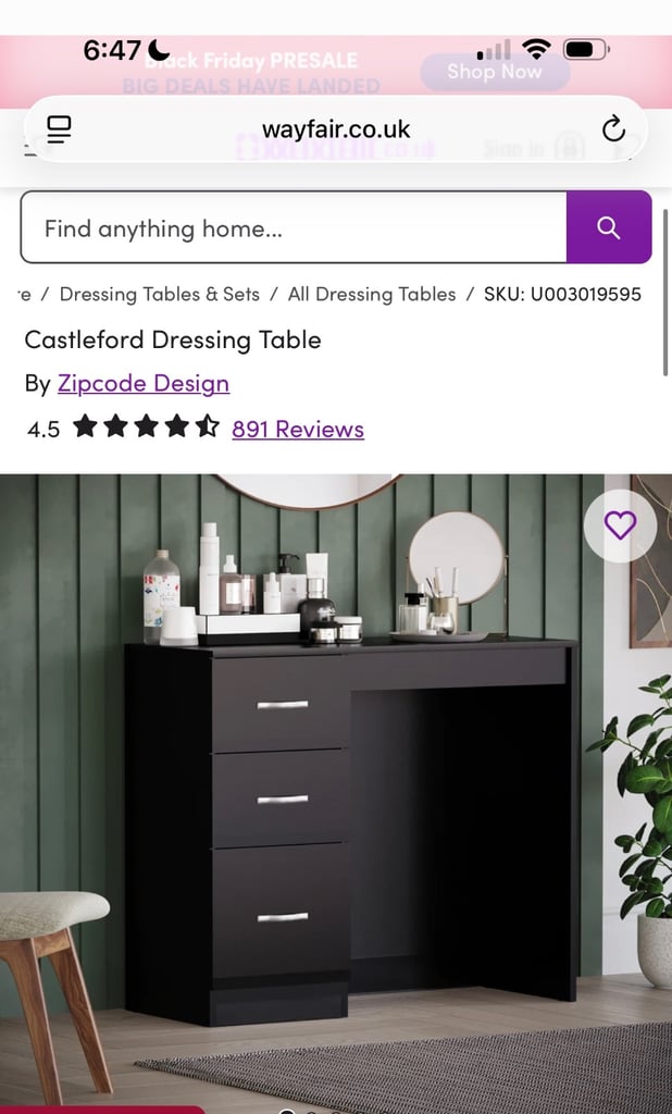 image for Dressing table black 