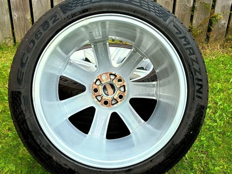 18" JAGUAR XK COUPE ALLOYS 5x108 8.5J/9.5J SPLIT WIDTH WHEELS EXCELLENT TYRES XF XE XJ